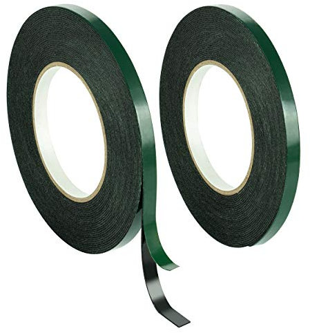 POPPSTAR 2x Doppelseitiges Schaumstoff-Klebeband, Montage-Band (10m x 9mm x 1mm), schwarz
