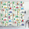 ABAKUHAUS Autos Duschvorhang, Kinder, die auf Verkehr, Stoffliches Gewebe Badezimmerdekorationsset mit Haken, 175 x 240 cm, Elfenbein Mehrfarbig