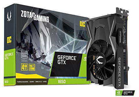 ZOTAC GAMING GeForce GTX 1650 OC Grafikkarte (NVIDIA GTX 1650, 4GB GDDR5, 128 Bit, Boost-Takt 1695Mhz, 8Gbps)