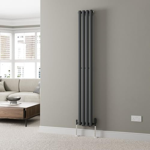 DuraTherm® 1800 x 240mm Anthracite Vertical Designer Radiator Single Column Oval Tube Modern Central Heating Panel Bathroom Radiators