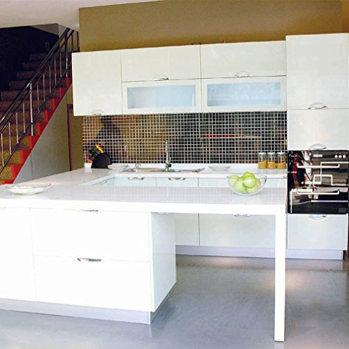 Vinilo Pegatina Muebles de Cocina, PVC Engomada Autoadhesivo Protege o Decora Armario y Aparatos Eléctricos, Papel Pintado para Muebles/Cocina/Baño,Impermeable Pegatina, Rollo 60cm (Blanco, 5)