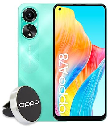 OPPO A78 Smartphone, AI Doppia fotocamera 50+2MP, Selfie 8MP, Display 6.43” 90HZ AMOLED FHD+, 5000mAh, RAM 8+8 GB + ROM 128GB (esp1TB), IP54, Supporto Auto [Versione Italia], Colore Aqua Green