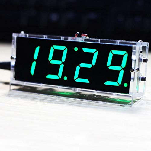4 Stellige DIY LED Digitaluhr Kit, LED Uhr mit Uhrzeit/Temperatur/Datum Anzeigen, Automatischer Lichtsteuerung, Schlichte Digital Uhr Bausatz für Anfänger und Elektronik-Profi(Grün)