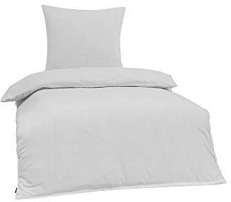 Brielle Bettwäsche aus 100% Baumwolle 155 x 220 cm - Bettwäsche-Set Biber Weiß, hohe Qualität, weich, einfarbig mit Öko-Tex-Zertifizierung