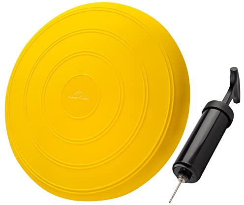 EVEREST FITNESS Balance Kissen - Luftkissen mit 33 cm Durchmesser - Ballsitzkissen zur Stärkung der Balance - Orthopädisches Sitzkissen zur Linderung von Rückenschmerzen, Balance Pad – gelb