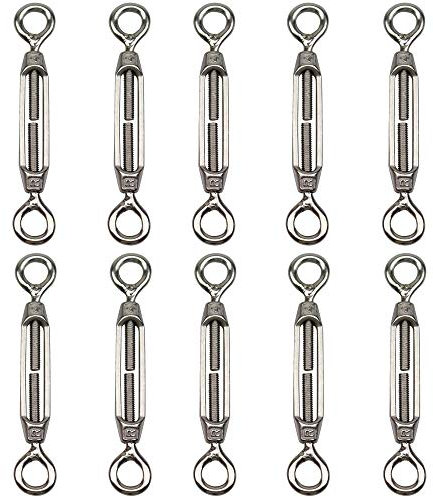 POFET 10 Stück M4 Edelstahl 304 Öse und Öse Spannschloss Drahtseile, starke Spannung, verwendet für Sonnenschutz, Zelt-Installation, Befestigung von Kabeln oder Seilen