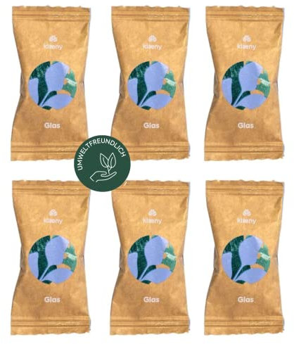 klæny® Öko Glasreiniger Tabs I 6 nachhaltige Putzmitteltabs I vegan & mikroplastikfrei I Spiegel- & Fensterreiniger I Putzmittel Glas ohne Schlieren & Rückstände I biologisch abbaubar