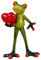 NUOBESTY Frosch Figuren Statue mit Herz Harz Frosch Ornament Gartenfigur Dekofigur Teichdeko Frösche Gartenzwerge für Außen Balkon Geburtstag Hochzeit Valentinstag Party Tischdeko Grün