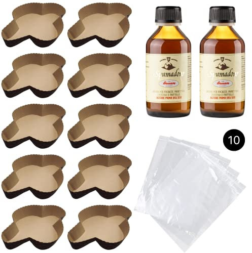 Kit Stampo per Colomba (10x750gr) + Aroma per Colombe Fraccaro (2x100 ml) + Sacchetto (10pz) - Realizza le tue Colombe Preferite direttamente in casa tua (Kit x Stampi + Aromi + Sacchetti)