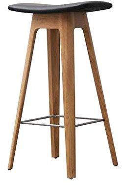 Hoher Hocker Massivholz Barhocker, hohe Stühle Küche Frühstücksbarschette Eiche + Faux Leder, 80 cm (Size : 66cm)