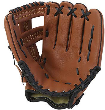 ZYYRSS Baseballhandschuh Sportschlaghandschuhe mit weichen, soliden PU-Lederverdickungskrügen Softballhandschuhe für Jugendliche Erwachsene, linker Handschuh für Rechtshänder (Braun,10,5 Zoll)