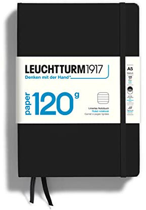 LEUCHTTURM1917 363534 Notizbuch, Hardcover, Medium (A5), Schwarz, Liniert, 120 g/m² Paper Edition