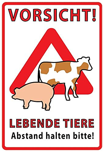 Metall Schild Vorsicht lebende Tiere Bitte Abstand halten Blechschild