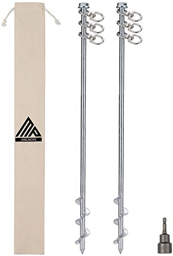 Earth Anchors - 24 Set of 2 Heavy Duty Ground Anchors - Screw in, Drill Bit Included - Ideal for Mobile Homes, Sheds, Swing Sets, Trees, Awnings & Canopies