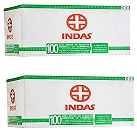 2 Indas Compresa Gasa Esteril 100+100 Un. 160 gr.
