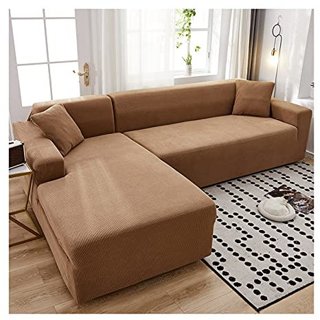 AMDXD Sofaüberwürfe 3 Sitzer, Polarfleece Einfarbig Stretch Anti-Rutsche Sofahusse Möbelschutz mit Elastischem für Wohnzimmer, in Polyester, Anti-Rutsch, Elastischer, Braun