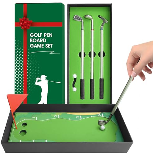 LOVMEAD Mini Golf Stifte Set 3-teiliges, Desktop Golfschläger Kugelschreiber Golfbälle Stift Geschenk für Golfclubs