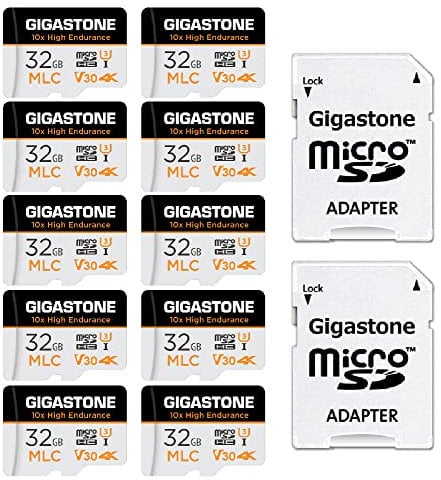[10x High Endurance] Gigastone MLC 32GB 10er-Pack Industrial MicroSDXC Karte mit Adapter, 95 MB/s 4K Videoaufnahme für Security Cam,Dash Cam,U3 V30 C10 [5-Jahre kostenlose Datenwiederherstellung]