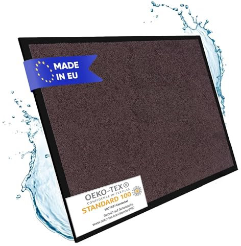 Entrando Abtreter 60x90 cm – schmutzauffangende Fußmatte für Innen & Außen – maschinenwaschbar, trittfest, rutschhemmend – geeignet für Haustür, Vorzimmer, Gartenbereich (Braun)
