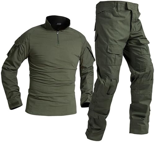 Czen Herren Tactical Shirt Militär Hemden Langarm Shirts Hosenanzüge Airsoft BDU Shirt Paintball Camouflage Outfit