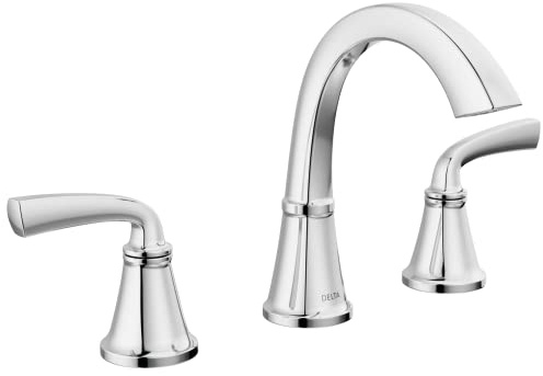 Delta Rubinetto Geist Rubinetto da bagno diffuso cromato, rubinetto da bagno a 3 fori, rubinetto per lavabo da bagno, rubinetto per lavabo da bagno, rubinetti da bagno per lavello a 3 fori, gruppo