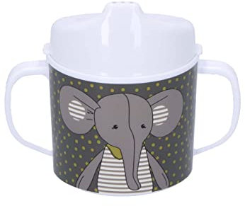 Sterntaler Baby Unisex Trinkbecher Baby Kinder Henkeltasse Elefant und Hase - Trinklernbecher, Trinkflasche - dunkelgrün