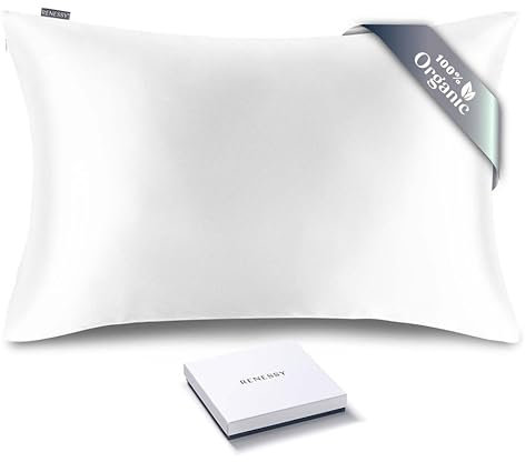 RENESSY Kissenbezug aus 100% Bio-Seide 50x70 cm - 22 Momme Maulbeerseide, Güteklasse 6A, Oeko-Tex zert. in Deutschland - Luxus für Haar und Haut, 1 Stück (Weiß)