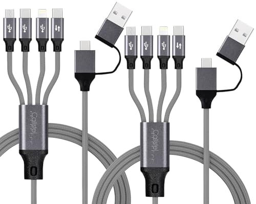 Callstel 2er-Set 8in1-Lade- & Datenkabel USB-C/A zu C/Micro-USB/Lightning, 1 m