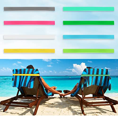 Kaket Elastic Beach Chair Clips Bands 8PC, Beach Towel Holder Rubber Elastic, Beach Chair Bands for Towel, Beach Chair, Pool, Cruise Chairs (8 PCS, Style 2)