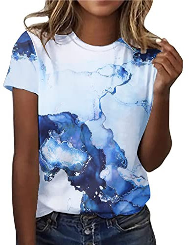 Bluse Damen T-Shirt Rundhals Kurzarmshirt Lose Stretch Sommer Oberteil Casual Bluse Tops Oversized Tshirt Damenbluse Elegant Festlich Sport Top Damen Fitness Sportbekleidung