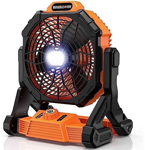 Ventilatore per Tenda da Campeggio USB Portatile da Esterno 5200mAh Lanterna a Rotazione Alimentata a Batteria con Gancio Picnic Ventola Mobile a Velocità Regolabile,Orange,35 * 29 * 21CM