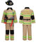 Kosgraiy Costume da pompiere per bambini, costume da pompiere marrone chiaro, per ragazzi e ragazze, costume da capo dei pompieri, Halloween, 9 pezzi, taglia XL, per bambini di 8-10 anni