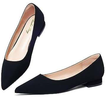 Zhabtuc Bailarinas Mujer Zapatos Planos con Punta Elegantes Zapatos Slip-on Bailarinas Clásicas con Punta Cerrada Ballet Flats Negro 41EU