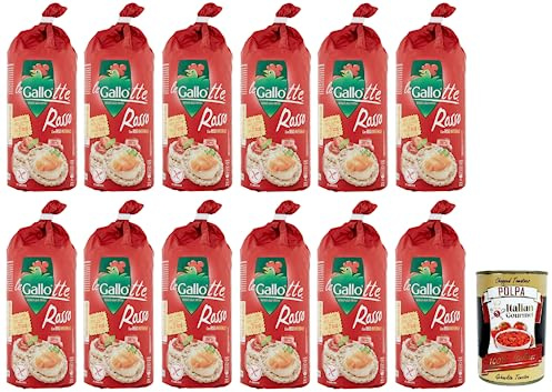 Italian Gourmet Gallotte Le Rosse gallette di riso 12 x 100g Vollkorn Snack | croccanti e leggere, aus rotem Reis, ideale come pausa, base salata o, Gesamtnettogewicht 1,2 kg + Kostenlos Polpa 400g