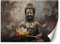 Feeby Fototapete Buddha Buddhismus AI 350x245 cm Grau XXL Vlies Wandtapete Tapeten Wohnzimmer Schlafzimmer Jugendzimmer Moderne Design Wandbild Wand Dekoration Zen Yoga Orient