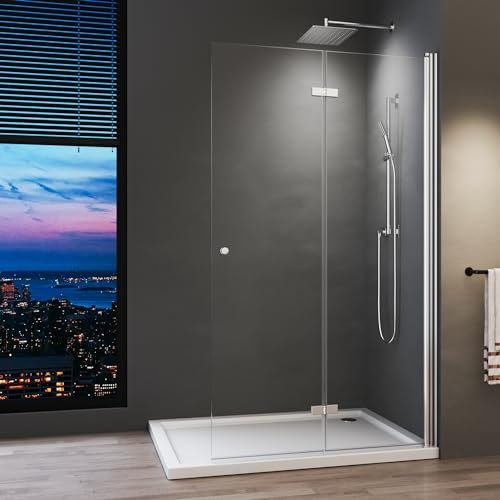 Walk in Duschwand 120x185 cm Falttür Dusche Duschtrennwand 6mm Nano Beschichtung ESG-Sicherheitsglas Duschabtrennung Montage auf Duschewanne oder Fliese