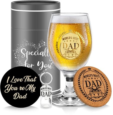 Birthday Gifts for Men Beer Glasses Dad Birthday Gifts for Dad, Daddy Birthday Gifts Personalised Beer Glass Set Fathers Day Christmas Gifts, Dad Gifts from Daughter Dads Birthday Presents for Dad