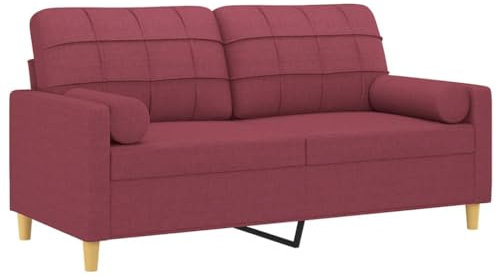 vidaXL Sofa 2 Sitzer, Couch mit Zierkissen, Liegesofa für Wohnzimmer, Polstersofa Sessel Relaxsofa Loungesofa Relaxcouch, Weinrot Stoff