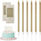 FUZVOL Birthday Candles for Cakes, Boxed Gifts 12 pcs Gold Glitter Candles for Party Wedding Anniversary Decoration Champagne Gold