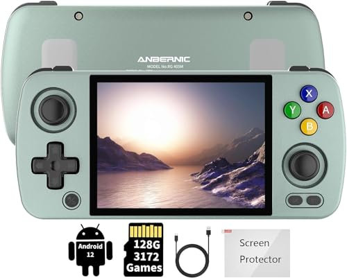 RG405M Retro Handspielkonsole,4,0-Zoll-IPS-Bildschirm,Aluminiumlegierung,CNC-Retro-Videospielkonsole mit 4 GB RAM,128 GB TF-Karte und 3172 Spielen,Android 12-System (Grau, 128G)