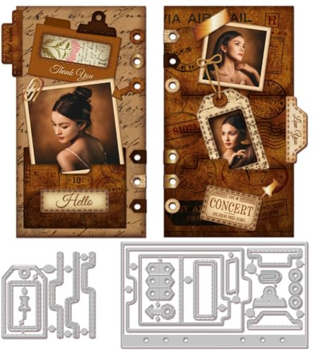 GLOBLELAND Plan Ordnerseiten Stanzformen Für DIY Scrapbooking Genähtes Taschenetikett Metall Basteletiketten Tagebücher Planer Stanzungen Prägeschablonen Vorlage Für Die Herstellung