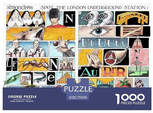 Jigsaws Puzzle for Adults London Underground Station 1000 Piece Wood Jigsaw Puzzles for Kids Age 12 Years Up Challenging Game 1000pcs (75x50cm)