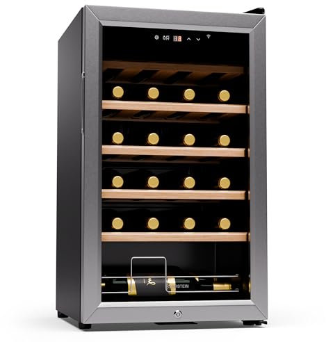 KLARSTEIN Shiraz Premium Smart 24 - Frigorifero per vini, 24 bottiglie, temperatura regolabile, illuminazione LED, controllo WiFi, display touch