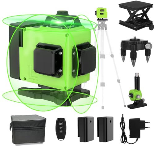 Jianyana Livella Laser, 4×360° Laser Autolivellante Luce Verde 16 Linee Laser Autolivellante Ip54 Con Custodia Protettiva, 2× Batterie