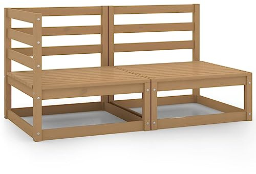 KTHLBRH Outdoor Lounge Garten möbel draußen Balkon Tisch und stühle 2-TLG. Garten-Lounge-Set Honigbraun Massivholz Kiefer