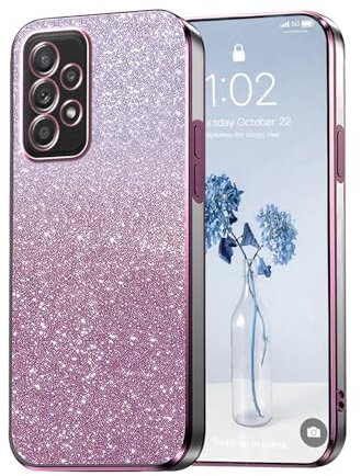 PanXCase Glitter Cover per Samsung Galaxy A52 4G/5G / A52s 5G - Custodia Trasparente Bling Disegni Elegante Brillantini Ultra Sottile Antiurto Ragazza Donna Cover (Rosa)