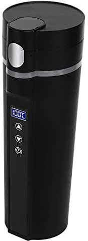 Walfront Smart Heating Car Cup, Elektrisch Beheizter Reisebecher, 450 Ml, Edelstahlbecher mit Intelligenter Temperaturregelung, Geräuscharmer Reisekaffeebecher für Reisen, Camping, 12–24
