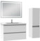 AICA Ensemble Meuble Salle de Bain 80cm Simple Vasque avec Colonne et Miroir 3 Couleurs Blanc