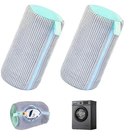 2 Pezzi Sacchetti Scarpe Lavatrice, Sacchetto Scarpe Lavatrice con Cerniera, Riutilizzabile, 360° Della Lanugine, Sacchetti per Lavare Scarpe in Lavatrice, Protegge Le Scarpe dai Danni (Grigio)