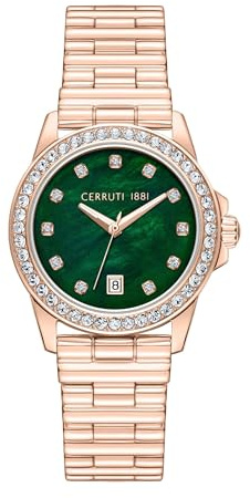 Cerruti 1881 - Date watch Turchino - Quartz movimento dell'orologio - Larghezza della cassa: 31 mm - Acciaio inossidabile - Green - Rose-gold - 5 ATM